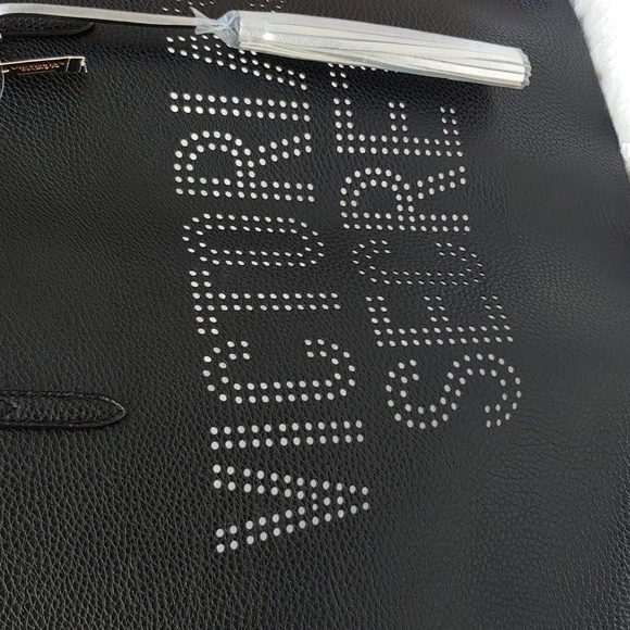 Victoria's Secret Black and Silver Synthetic Leather Tote - Picture 3 of 12